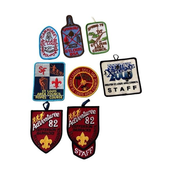 Lot of 8 Vintage Boy Scout Patches St Louis Camporee Adult Leader Staff - Picture 1 of 2